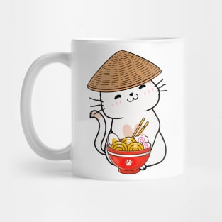 Funny Cat Eating Noodles Mug